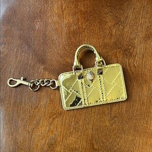 Kurt Geiger Metallic Gold Quilted Mini Bag Keyring